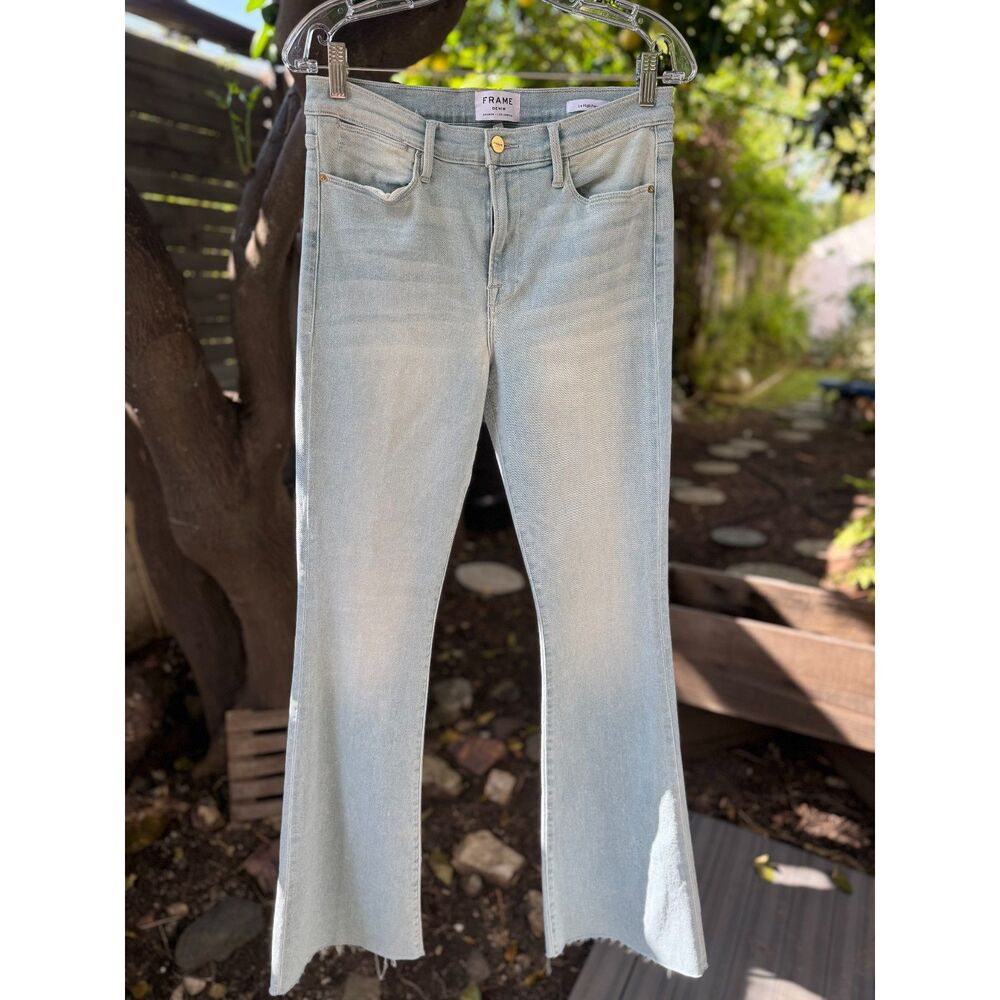 FRAME Le High Flare Wide Leg Creedence Light Blue Cotton Denim Jeans Size 31